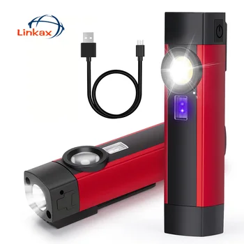 COB XPE LED Lukturīti Kempings USB Rechargable Lukturīti, Portatīvās UV Lāpu Gaismas, 4 režīmi Apgaismojums Darba apgaismojums ar Magnētu