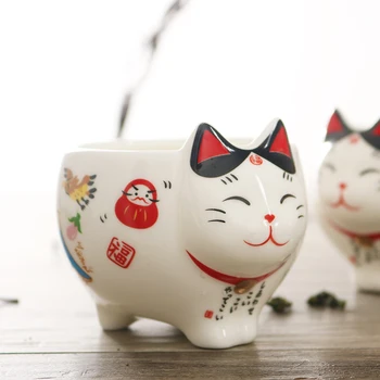 Cute Japāņu Laimīgs Kaķis Porcelāna Tējas Komplekts Radošo Maneki Neko Keramikas Tējas Tase Katlā ar Sietiņu Jauki Plutus Kaķis Tējkanna Krūze