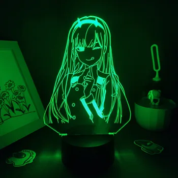 Darling Ar Franxx Anime Skaitlis Nulle Divi 02 3D LED Lampas RGB Nakts Gaismas Jauki Dāvanas Draugiem Guļamistaba Manga Galda Dekori