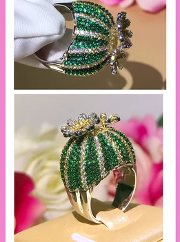 Dazz Dubaija Zīmolu Gredzenu, Indiešu Bumbieru Dizaina Zaļš Ziedi 900 Spīdīgu Zircon Āfrikas Sievietēm ir Unikāls Luksusa Piederumi Dāvanu 2019