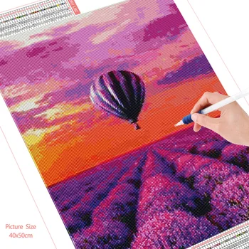Dimanta Krāsošana 5D DIY Komplekti Lavandas Rhinestone Izšuvumi Purple Ainavas, kas ir Pilns Urbt Mozaīkas Cross Stitch Home Art Sienas Dekori