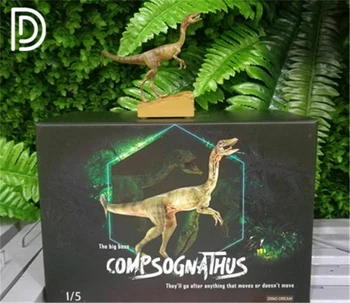 DINO SAPNI 1:5 Mēroga Sieviešu Compsognathus Coelophysidae Dinozaura Modelis Kolektora Dzīvnieku Pieaugušo Rotaļlieta Dāvana