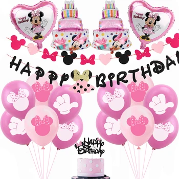 Disney Baby 1. Minnie Mouse Gadadienu Puse, Dzimšanas dienas svinības papīra loksnes balonu Puse Dekori bērniem, Vienreizējās lietošanas Galda piederumi Dekori