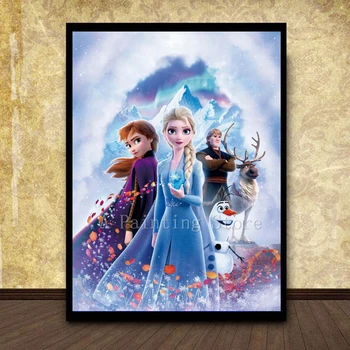 Disney Filma 5D DIY Dimanta Krāsošana Saldēti 2 Plakāts Princese Karikatūra Meitene Dimanta Izšuvumi Mozaīkas Cross Stitch Art Mājas Dekoru