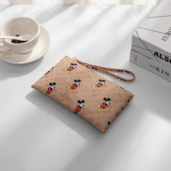 Disney Mickey Mouse, Karikatūra Mobilo Wallet Mickey Mouse Sajūgs Bag Classic Ādas Soma Monēta Maku Vienkārši Modes Plīša Mugursomas