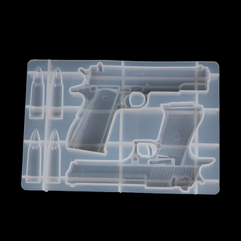 DIY Kristāla Epoksīda Sveķu Pelējuma Pistole Formas Sveķu Pelējuma 3D Pistoli, Rotaļu Silikona Veidnes