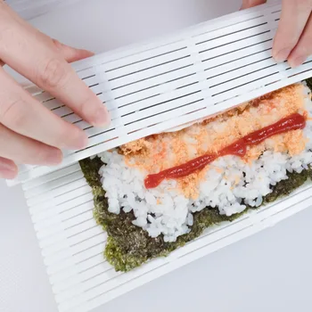 DIY Suši Ritošā Aizkaru Pad Suši Maker Mats vairākreiz-Stick Rīsu Roll Pieņemšanas Pelējuma Virtuves Roku Suši Veidošanas Rīki