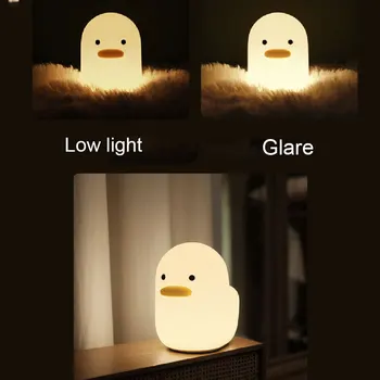 Dzeltena Pīle Nakts Gaisma Silikona Soft Touch Sensors Dzīvnieku Pīļu White LED Nakts Lampa, Lai Bērnu Bērnu Bērnu Guļamistabā Dekoratīvā