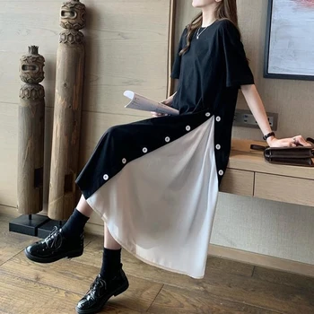 Gadījuma Ilgi korejiešu Kleita Zaudēt Dizaineru Sieviešu Puff Piedurknēm Y2K Kleita 2021. Gada Vasarā Viena gabala Dāmas tusiņu Apģērbu Šiks Kleita
