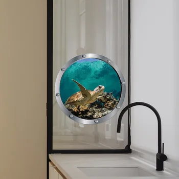 Gudrs Delfīnu Okeāna Bruņurupucis, Sienas Uzlīmes, Dzīvnieku Decal Apdare Vinila Sienas Dzīvojamās Istabas, Guļamistabas Bērnu Istabas 3D Tapetes