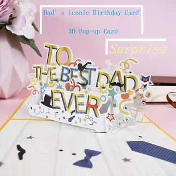 Happy tēva Diena Karti 3d Pop-up Dzimšanas dienas Kartes Tētis Roku darbs Dāvanu Apsveikuma kartiņu Ar Aploksni Labākais Tētis Kādreiz Karte