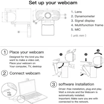 HD Webcam 1080P Datoru Kamera Ar Mikrofonu, Lai PC Klēpjdators, Desktop USB web Kameras Profesiju Straumēšanas Datoru Kameras