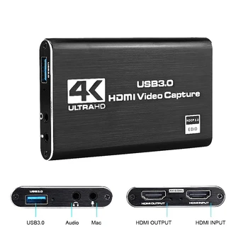 HDMI saderīgas Video Uztveršanas Kartes 4K Sn Ieraksts USB3.0 1080P 60FPS Spēle Uztveršanas Ierīce