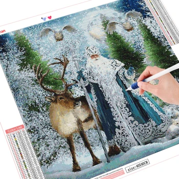 HUACAN Pilnu Kvadrātveida/Apaļā 5d Dimanta Krāsošana Ziemassvētkos Ziemas DIY Dimanta Mozaīkas Cross Stitch Santa Claus Dāvanu, Mājas Dekoru