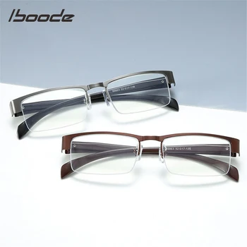 Iboode Sakausējuma Metāla Kvadrātveida Lasīšanas Brilles Sieviete Vīrietis Anti-zila Gaisma Tālu Brilles Skaidrs, Lēcas, Briļļu vecuma tālredzība +1.0 +1.5 2.0