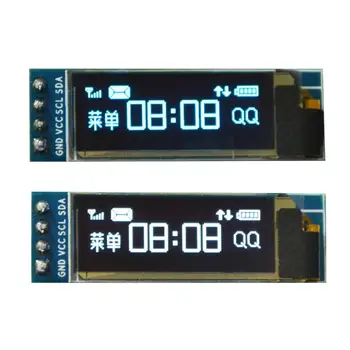IC I2C 0.91 128x32 Zilo OLED LCD Modulis 3.3 v un 5v PIC Kabeļu OLED SSD1306 Collas Ardunio Sazināties Datu 0.91 D7E7