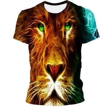 Ir 2021. jauno Āfrikas lauva 3D drukāšanas vīriešu T-krekls mīksta materiāla vaļīgu apģērbu, multi-krāsu personalizētu pasūtījuma pāris T-krekls