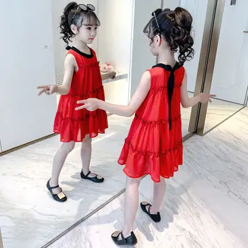 Ir 2021. Jauns Bērnu Apģērbu Vasarā Meitenes Kleita Bērni Puse Kleitas 12 Meitenes Eleganta Kleita bez Piedurknēm 11 Modes 8 Īsumā par 10 Gadiem