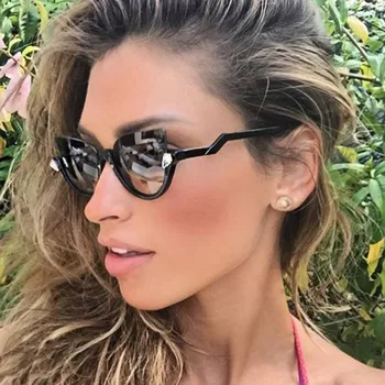 Ir 2021. jaunu modes luksusa Zīmolu dizaineris Kaķu acu saulesbrilles Sieviešu Vintage sieviešu, saules brilles Kaķu acu Slīpumu Brilles UV400