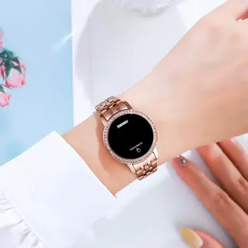 Ir 2021. Jaunu Top Zīmola Luksusa Dāmas Zelta Digitālo rokas pulksteņi LED skārienekrāns Sievietēm Skatīties Ūdensizturīgs Sieviešu Pulkstenis Relogio Feminino