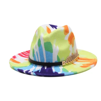 Ir 2021. krāsains cepures sieviešu modes Dzīvoklis platām Malām, Panama Vilnas Filcs, Džeza Fedora Cepures vīriešu kaklasaišu krāsošanas krāsa, cepure, cokols