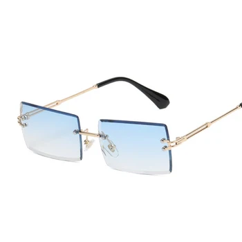 Ir 2021. Retro Saulesbrilles Vīriešiem, Sievietēm Zīmola Dizaineru Modes Bez Apmales Slīpums Saules Brilles Vīrietis Sieviete Toņos Griešanas Objektīvs Dāmas