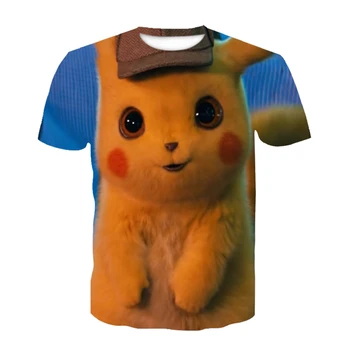 Ir 2021. Vasaras Modes Apģērbu T Krekli, Bērnu Topi Pikachu 3D Anime T-krekls Zēniem Meitene Karikatūra Topi Cute Baby Pokemon Bērnu Tees