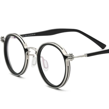 Japāņu Roku Vīriešu Acetāts Titāna Vintage Apaļā Rāmja Brilles Sievietēm Classic Retro Stila Optisko Tuvredzība, Brilles, Briļļu