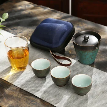Japāņu Sadzīves Keramikas Ceļojumu Tējas Komplekts Tējas Infuser Mājas Biroja Porcelāna Tējkannas Komplekts Teacups ar Portatīvo Soma Bezmaksas Piegāde