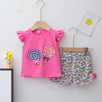 Jaunas Vasaras Modes Baby Meiteņu Drēbes Bērniem Cute Karikatūra Veste Bikses, 2gab/Komplekti Toddler Sporta Tērpu, Tērpi Bērniem, Treniņtērpi