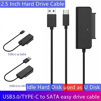 Jauns USB 3.0/C Tipa SATA Adapteri, 2.5 Collu Cieto Disku Vadu HDD Ārējais Pārveidotājs SSD 22 Pin SATA III un USB Vadu