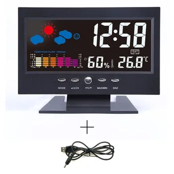 Jaunu LCD Atpakaļ Gaismas Galda Pulkstenis Iekštelpu Laika Stacija Modinātājs Laiks/Datums/Nedēļas/Signalizācija/Temp/Mitrums/Laika/ Displeja Prognoze