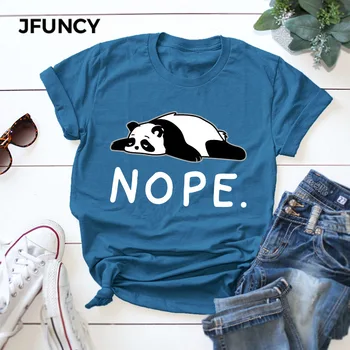 JFUNCY Panda Iespiesti Sieviešu T-krekls 2020. gada Vasaras Tshirt Plus Lieluma Kokvilnas T Krekls Sieviete Īsām Piedurknēm Tee Top Sieviešu T-krekli
