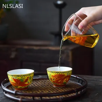 Jingdezhen Keramikas teacup Oolong tējas Boutique tējas trauks Roku darbs porcelāna Tējas komplekts Piederumi Master Teacup Personas Vienā Kauss