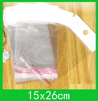 Karājas caurumu poli iepakojuma maisiņi (15x26cm) ar pašlīmējošās zīmogs opp maisā /poli vairumtirdzniecības 500pcs/daudz
