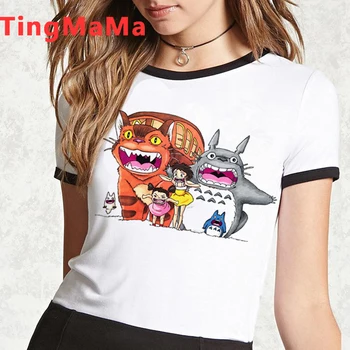 Kawaii Totoro T Krekls Sievietēm, Studio Ghibli animācijas filmu T-krekls Smieklīgi Vasaras Topi Anime Krekls Gudrs Miyazaki Hayao Grafikas Tees Sieviete