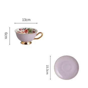 Keramikas Kafijas Tasi Kaulu Ķīna Elegantā Tējas Tase un Apakštase Pēcpusdienā Deserts Porcelāna Tējas Krūze Šķīvītis Komplekts Tējas Kafejnīca Espresso Cup