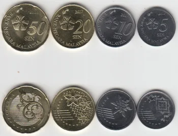 Komplekts 4 Malaizijas Monētas Pavisam Jauns Autentisks Oriģinālu Monētu Kolekciju UNC