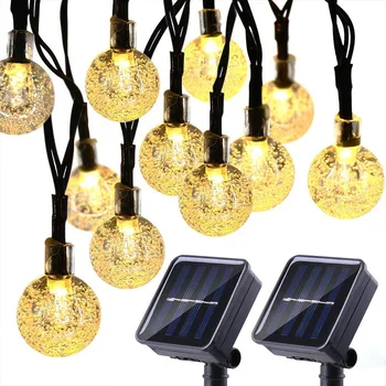 Kristāla Bumbu Saules Gaismas Diožu apgaismojums Āra Ūdensizturīgs IP65 String Pasaku Lampas Saules Dārza Vītnes Ziemassvētku Rotājumi
