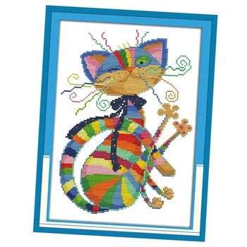Krāsains Kaķis Modelis Zīmogu Cross Stitch Komplekts Diagrammas DIY Needlecaft, Iesācējiem, Pieaugušajiem Bērniem