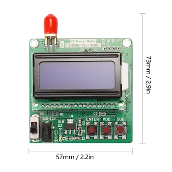 LCD Apgaismojums Ciparu Displejs RF Jaudas Mērītāju Modulis -75~+16dBm 0.1-600MHz Radiofrekvenču Vājināšanās Vērtības Ilgs kalpošanas laiks