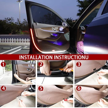 LED Auto Durvīm, Laipni Gaismas Drošības Brīdinājums Streamer Lampas Sloksnes 120cm Ūdensizturīgs Auto Dekoratīvie Apkārtējās Gaismas