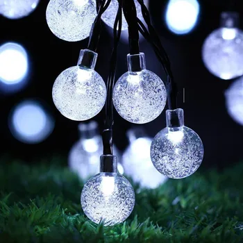 LED Lukturi, Saules Lampas String Balta Gaisma burbuļbumba Lampas Ielas Pagalmā Dekoru Puse, Ziemassvētku Apgaismojums, Āra String