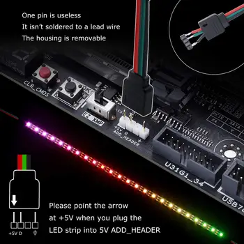 LED Strip Gaismas Ar Magnētisko RGB 5V Adresējama ws2812b Sloksnes PC gadījumā Mātesplatē 3-Pin Header par ASUS Aura SYNC LED Gaismas