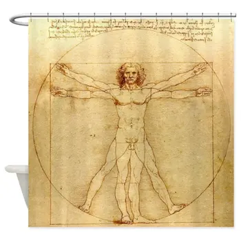 Leonardo da Vinci Vitruvian Man Dušas Aizkaru Dekoratīvo Auduma Dušas Aizkars