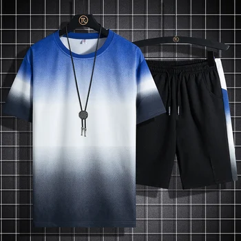 Lielizmēra Vīriešu T-krekls Bikses noteikts Vasaras Sporta Apģērbs, Sporta apģērbu T + Šorti Tracksuit Vīriešu Hip Hop Streetwear 5XL 6XL 7XL