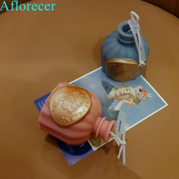 Liels 3D Vāze, Svece Pelējuma Uzpūtenis Kūka, Pudiņš saldējums Silikona Veidnē Reljefs dāma Veidnes Apmetuma Aromātu vaska Ziepes pelējuma
