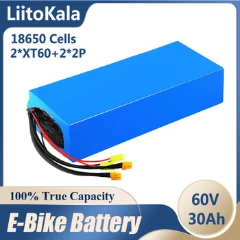 LiitoKala 60V 30ah elektriskā motorollera bateria 60V 18650 16S10P Elektrisko Velosipēdu no Litija Baterijas Scooter 60V 1800W ebike akumulators