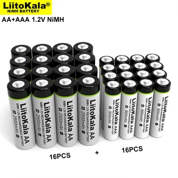 Liitokala Sākotnējā 1.2 V AA 2500mAh AAA 900mAh Ni-MH akumulatoru Temperatūras rādītāju tālvadības pulti, peli, rotaļlietas baterijas