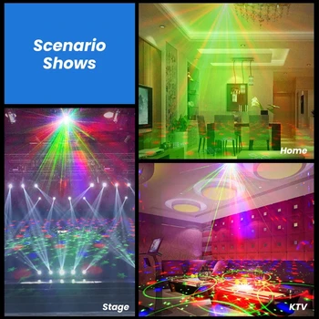 LISM RGB LED 18W Skatuves Gaismas Skaņas Aktivizēta, Rotējošas Disko Bumbu Lāzera Projektoru DJ Skaņas Puse Galaxy Projektoru Kustīgās Galvas